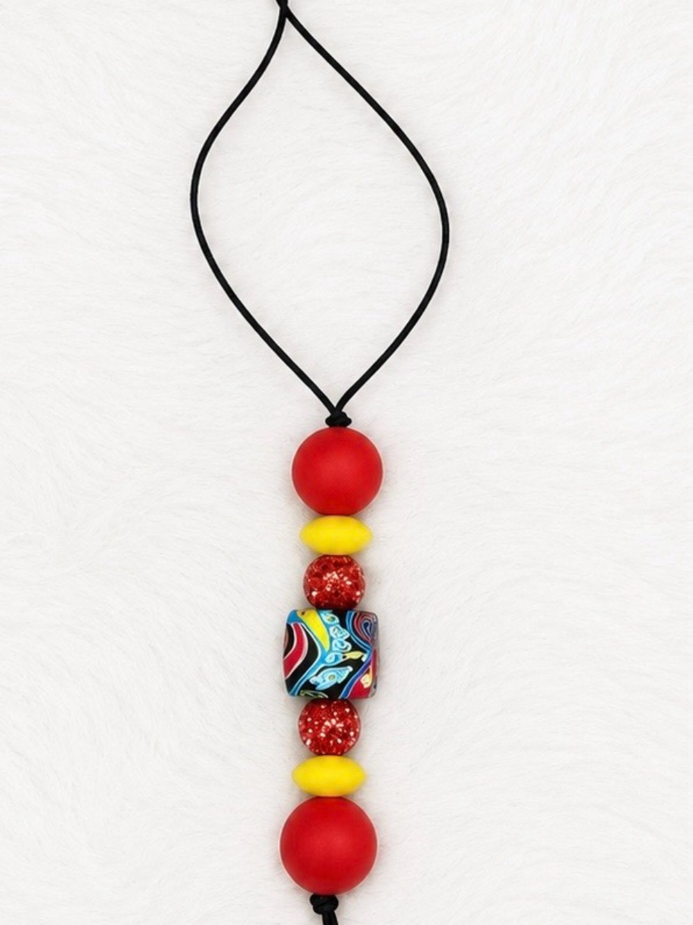 Colorful Beaded Car Charm - Red, Yellow, Multicolor
